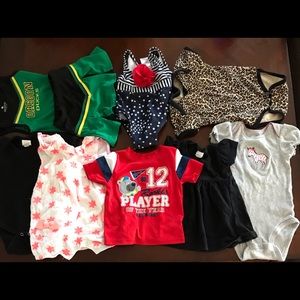 Baby onesies, dress, cheerleading, outfits